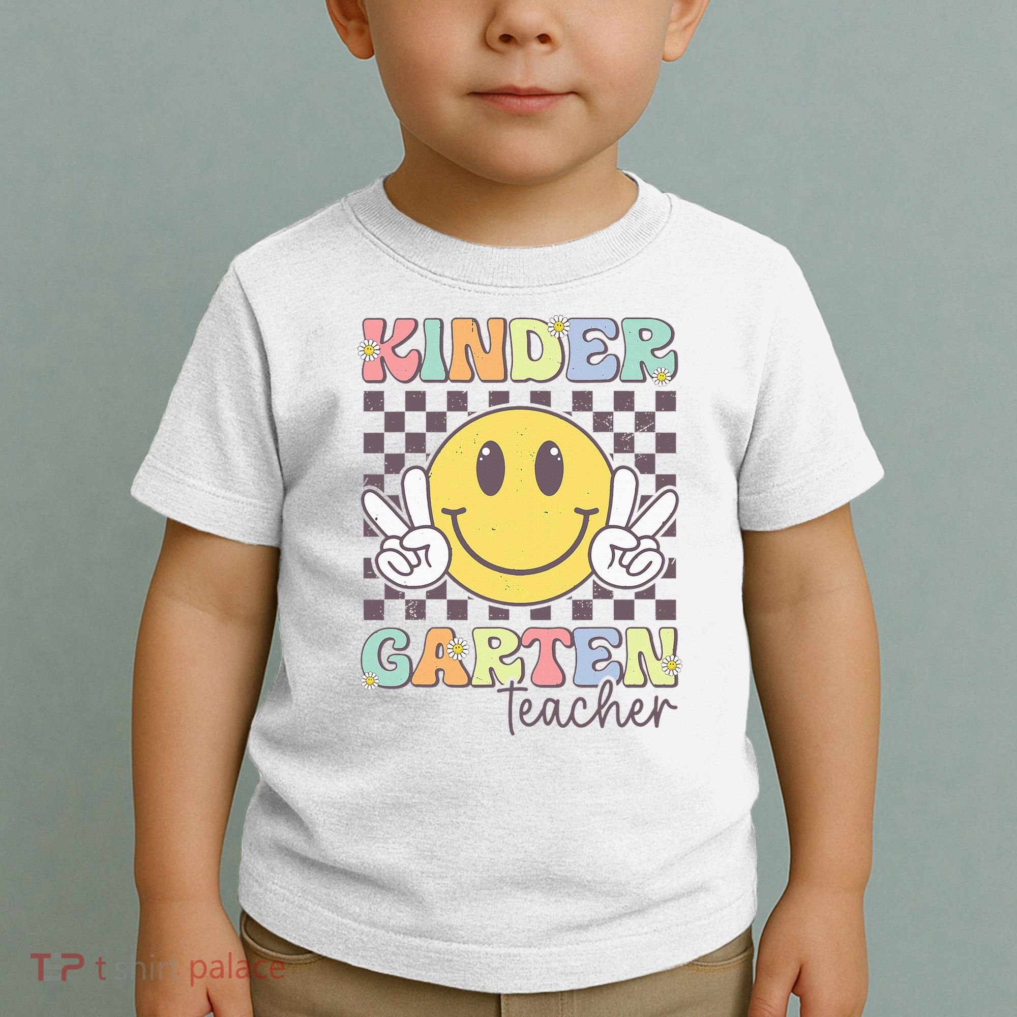 Kindergarten Teacher Team Hippie Smile Face Back To School Toddler T-Shirt