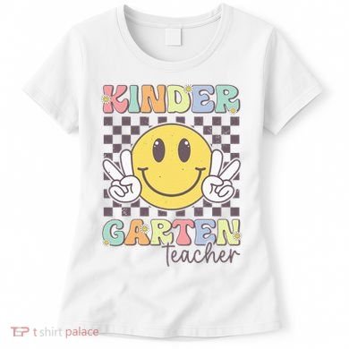 Kindergarten Teacher Team Hippie Smile Face Back To School Women's T-Shirt