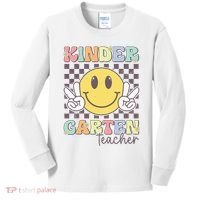 Kindergarten Teacher Team Hippie Smile Face Back To School Kids Long Sleeve Shirt thumb 0