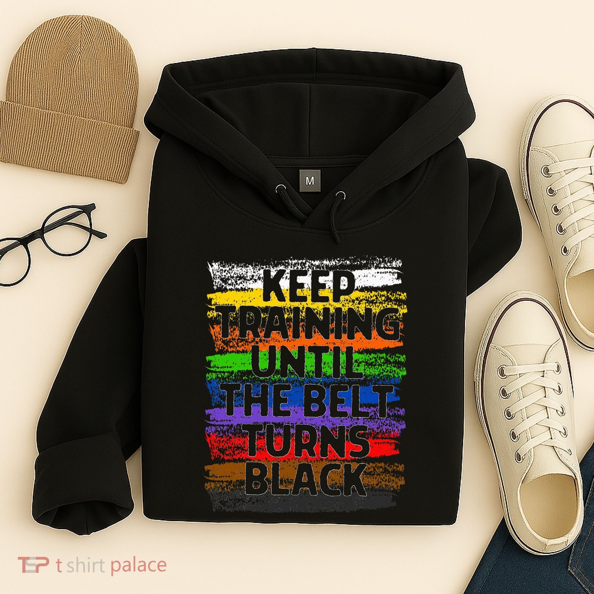 Keep Training Until Belt Turns Black Karate Taekwondo Gift Hoodie