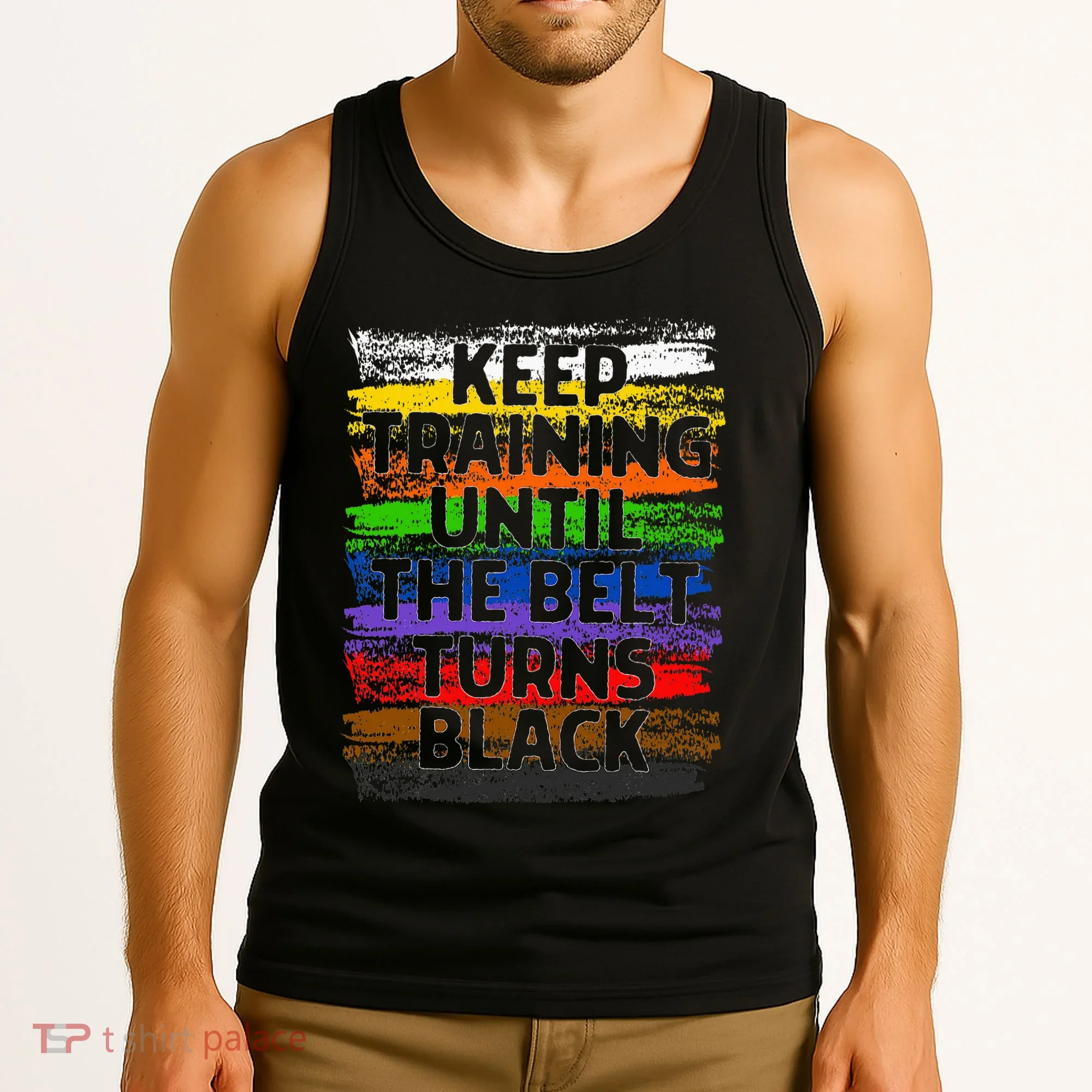 Keep Training Until Belt Turns Black Karate Taekwondo Gift Tank Top