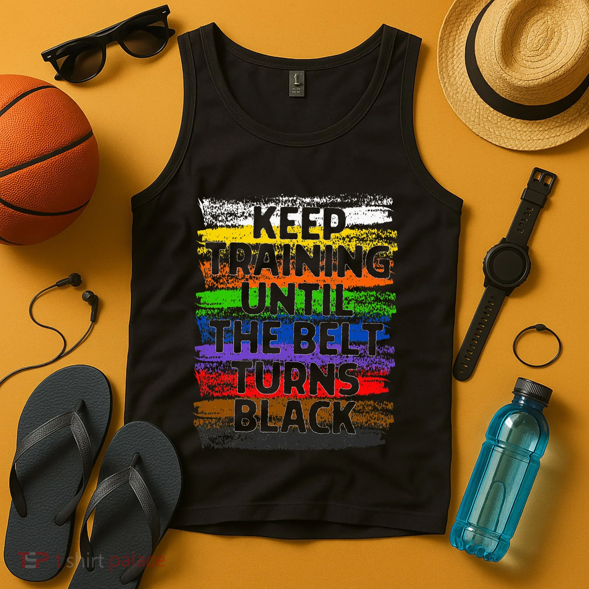 Keep Training Until Belt Turns Black Karate Taekwondo Gift Tank Top