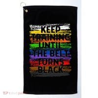 Keep Training Until Belt Turns Black Karate Taekwondo Gift Golf Towel thumb 0