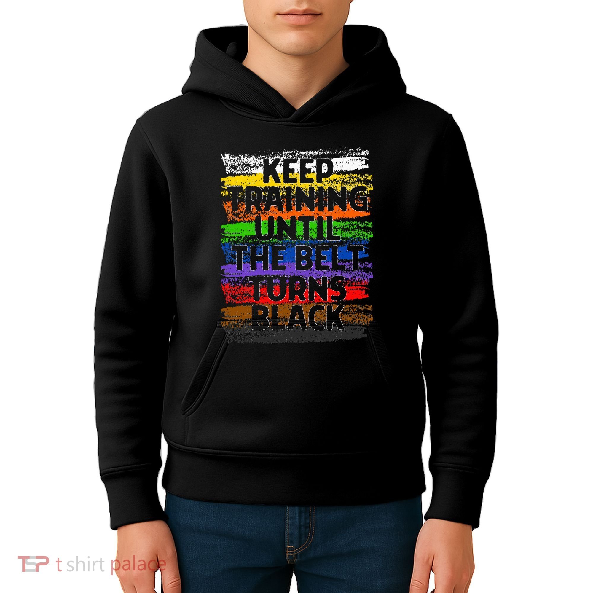 Keep Training Until Belt Turns Black Karate Taekwondo Gift Kids Hoodie
