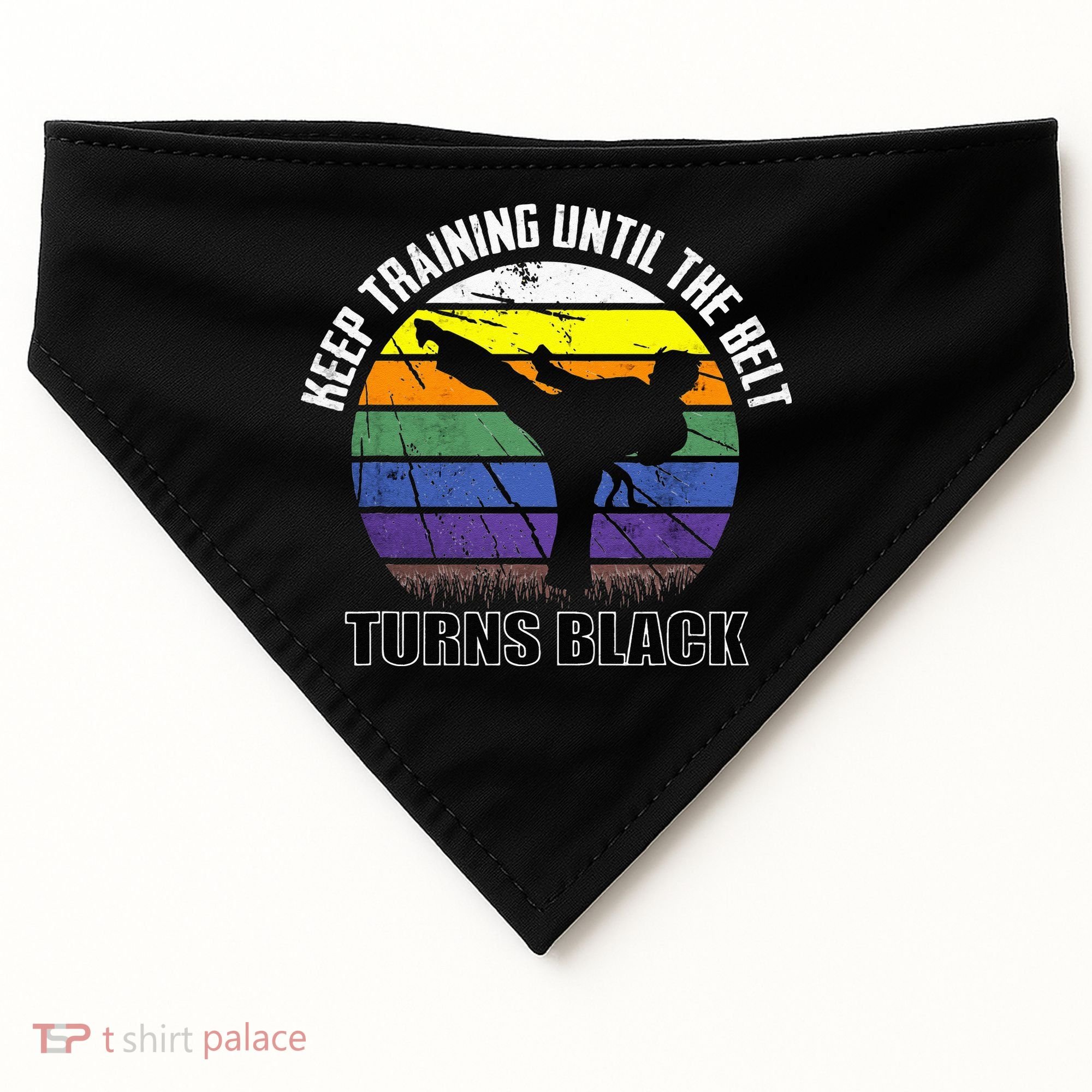 Keep Training Until The Belt Turns Black Karate USA-Made Doggie Bandana