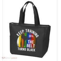 Keep Training Until Belt Turns Black Karate Taekwondo Judo Tote Bag thumb 3