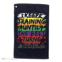 Keep Training Until The Belt Turns Black Karate Gift Tee Golf Towel thumb 0