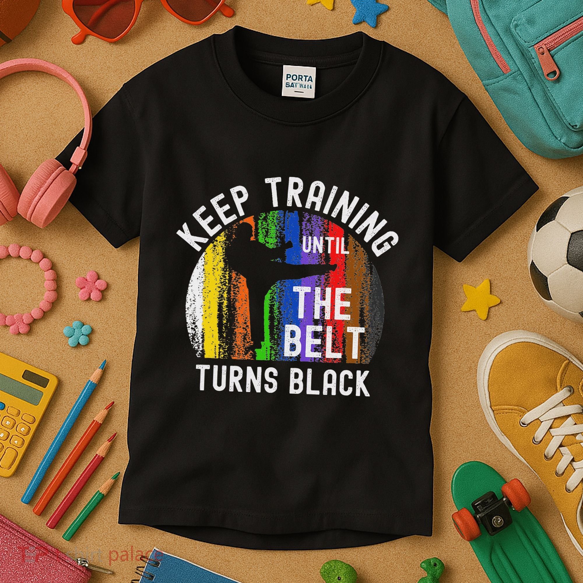 Keep Training Until Belt Turns Black Karate Taekwondo Judo Kids T-Shirt