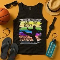 Keep Training Until The Belt Turns Black Karate Tank Top thumb 4