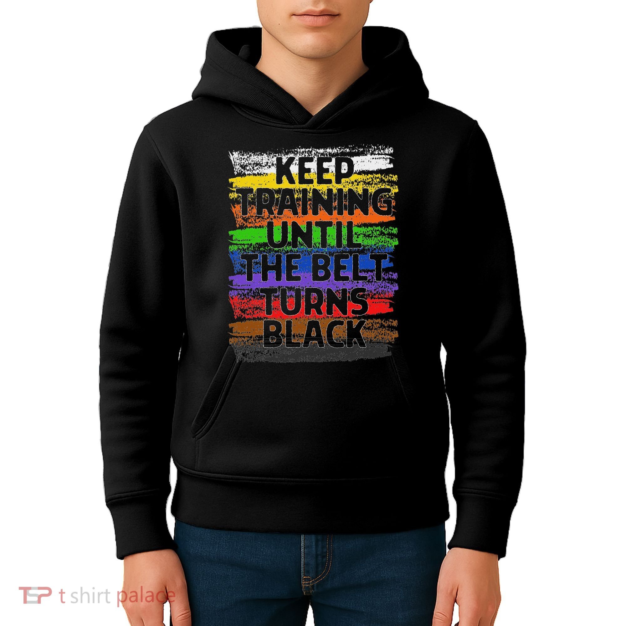 Keep Training Until Belt Turns Black Karate Taekwondo Kids Hoodie