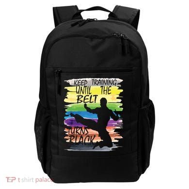 Keep Training Until The Belt Turns Black Karate Boy Backpack