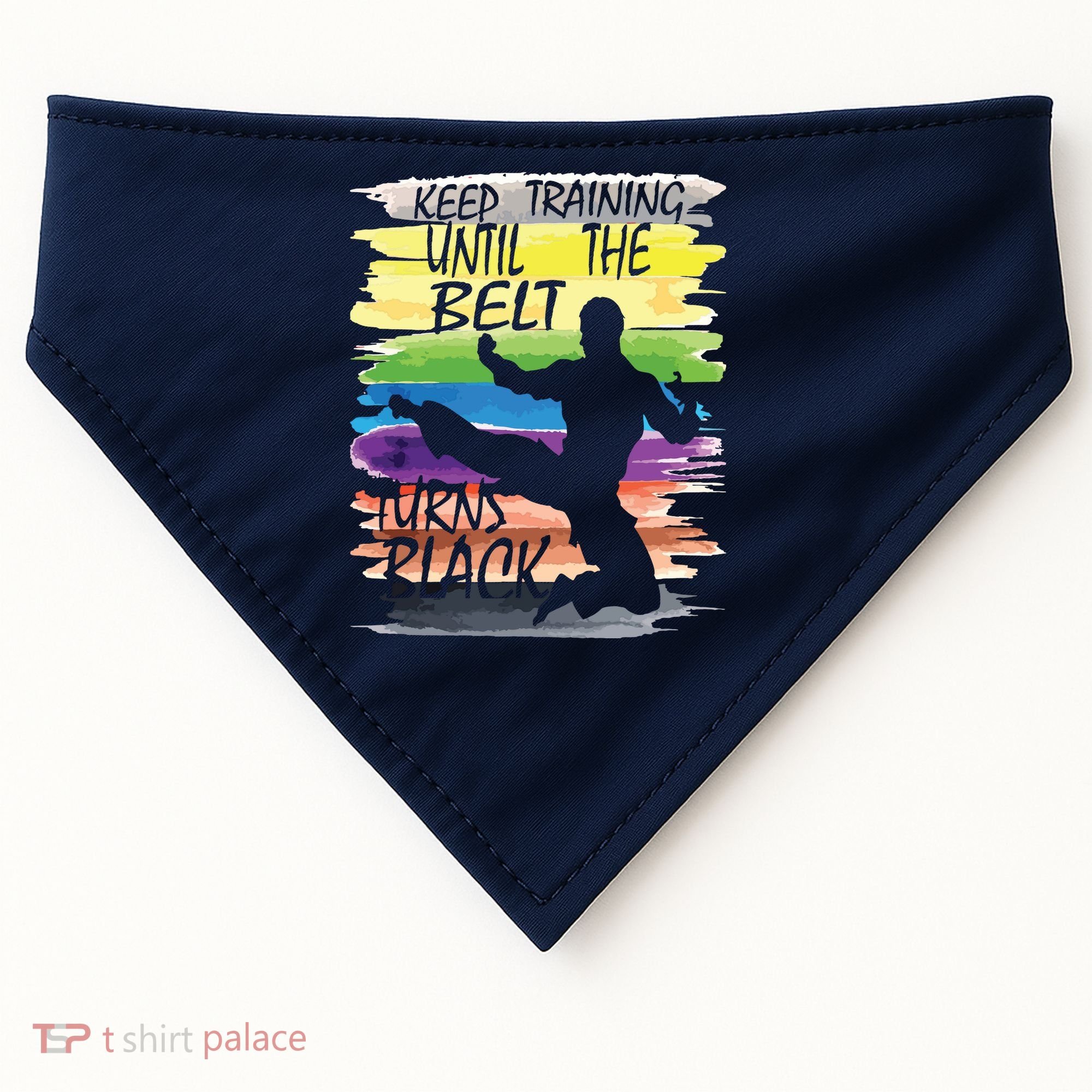 Keep Training Until The Belt Turns Black Karate Boy USA-Made Doggie Bandana
