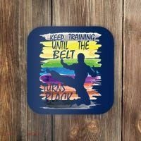 Keep Training Until The Belt Turns Black Karate Boy Coaster thumb 0