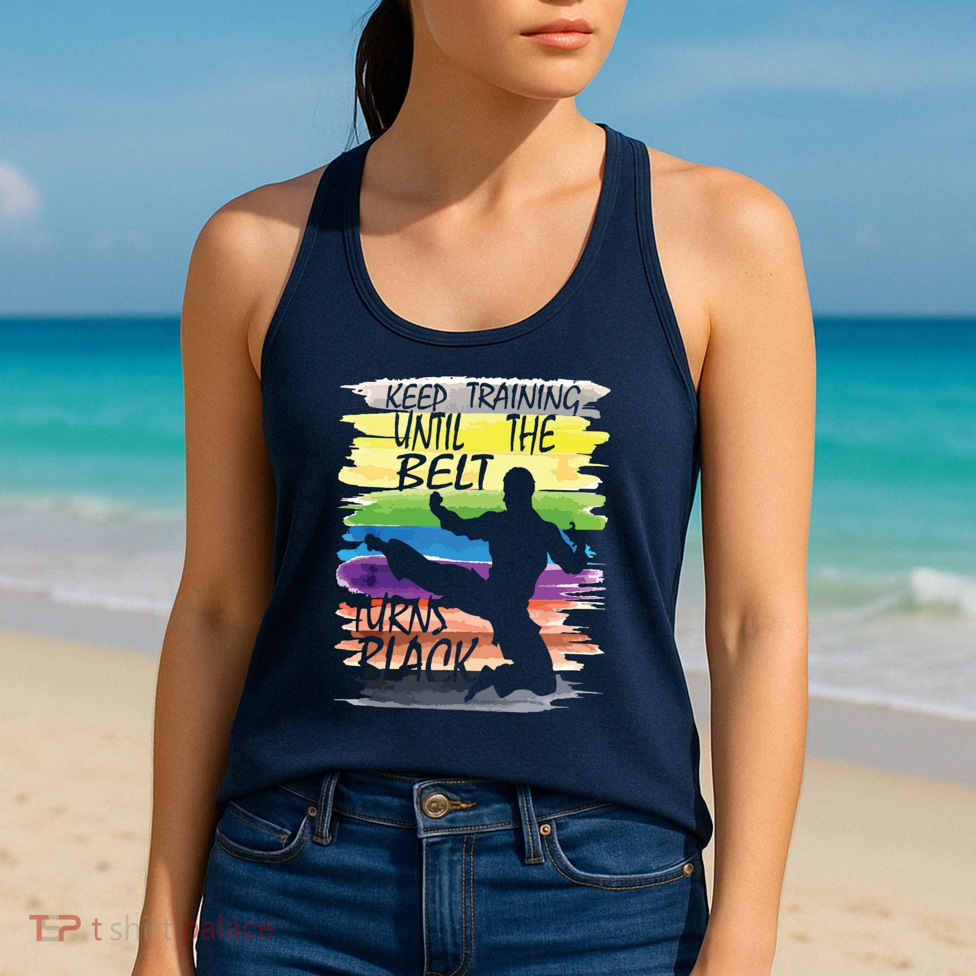 Keep Training Until The Belt Turns Black Karate Boy Women's Tank Top