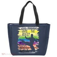 Keep Training Until The Belt Turns Black Karate Boy Tote Bag thumb 0