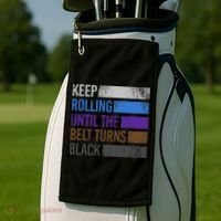 Keep training until the belt turns black Karate Golf Towel thumb 2