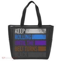 Keep training until the belt turns black Karate Tote Bag thumb 0