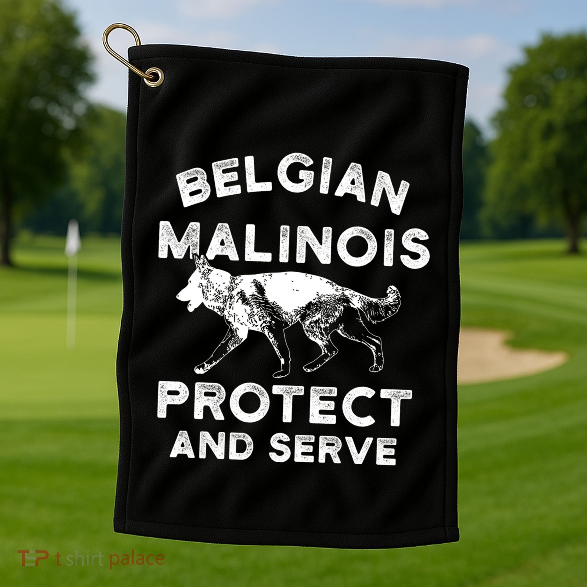 K9 Unit Belgian Malinois Protect Pd Police Trainer Gift Golf Towel