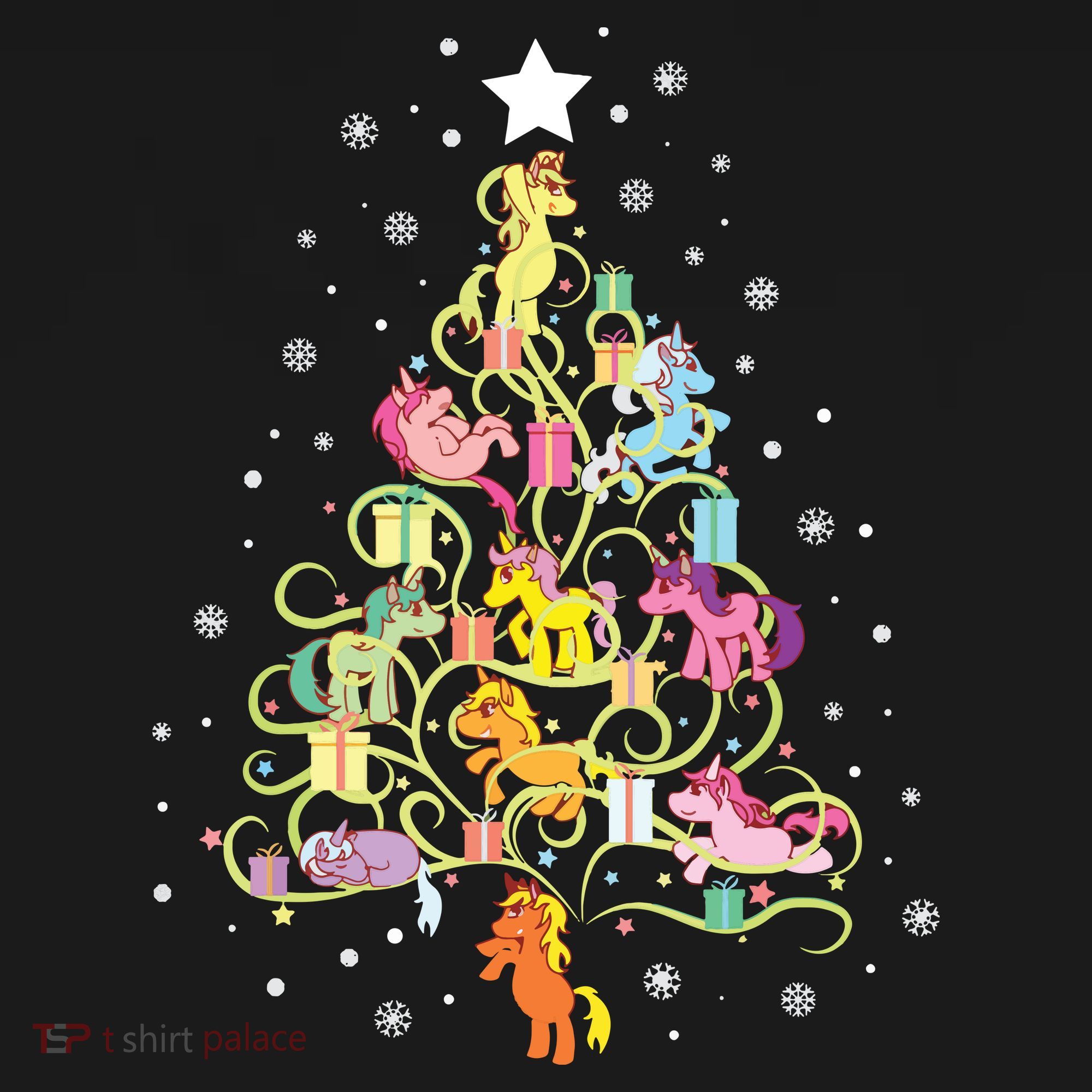Kids Unicorn Christmas Tree Cute Unicorns Holiday Decor T-Shirt