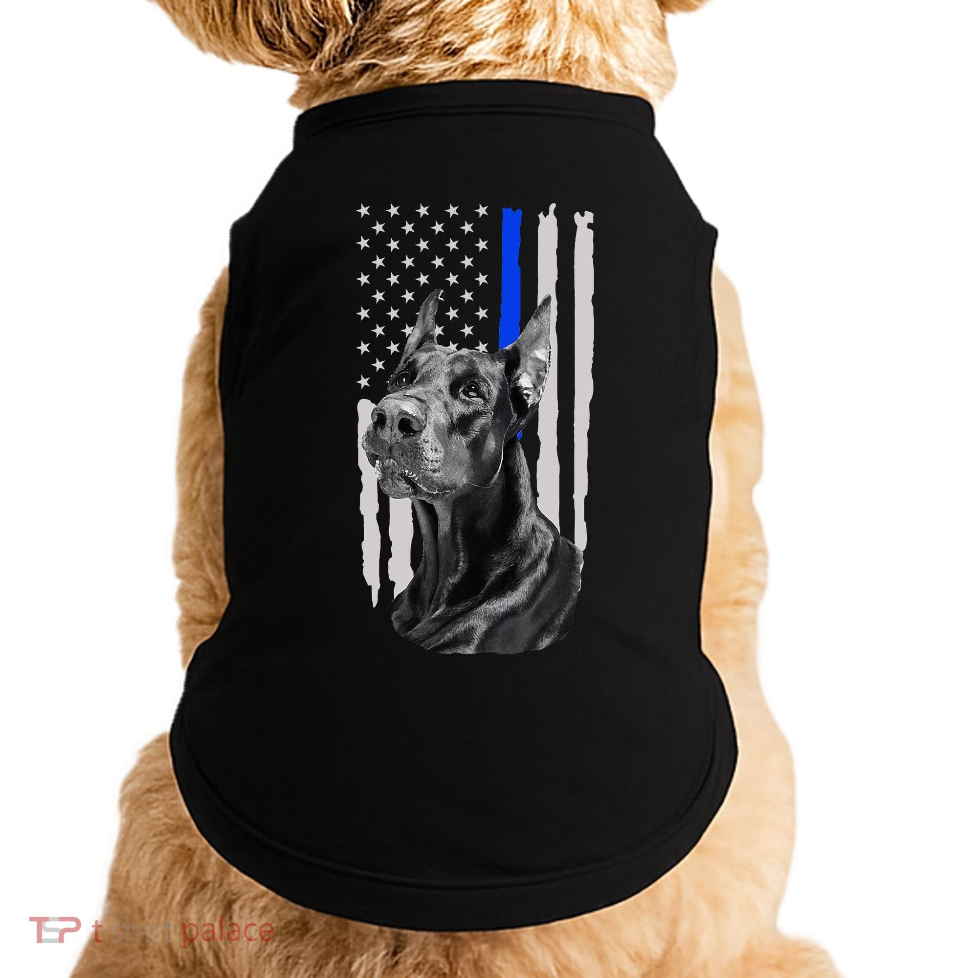 K9 Unit Doberman Police Dog Thin Blue Line Us Flag Supportor Doggie Tank