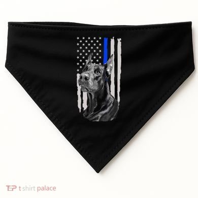 K9 Unit Doberman Police Dog Thin Blue Line Us Flag Supportor USA-Made Doggie Bandana