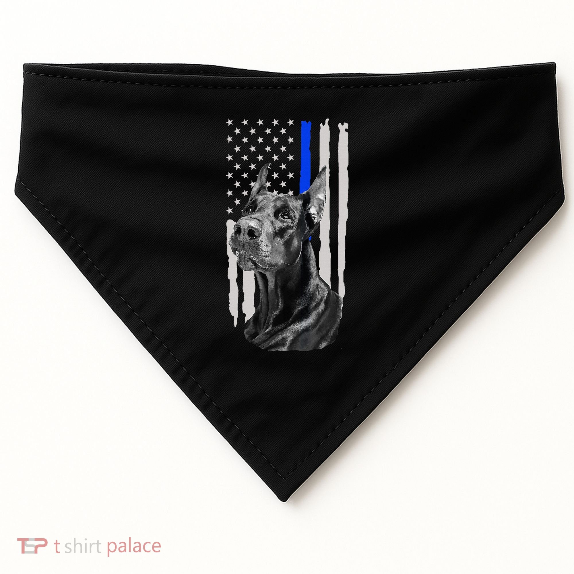K9 Unit Doberman Police Dog Thin Blue Line Us Flag Supportor USA-Made Doggie Bandana