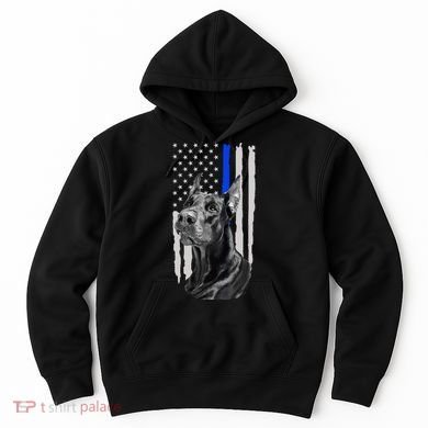 K9 Unit Doberman Police Dog Thin Blue Line Us Flag Supportor Hoodie