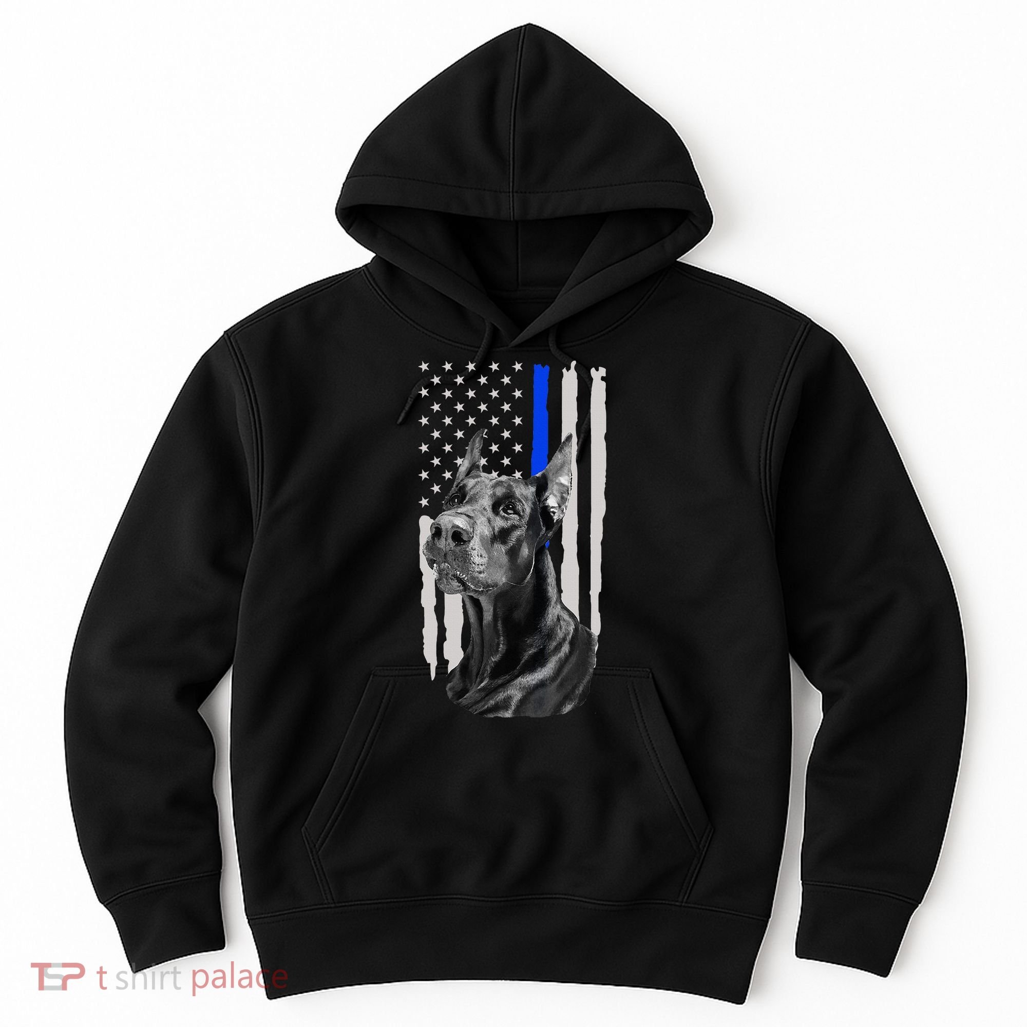 K9 Unit Doberman Police Dog Thin Blue Line Us Flag Supportor Hoodie
