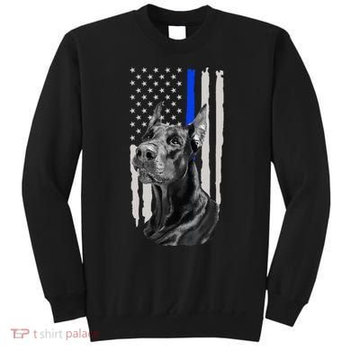 K9 Unit Doberman Police Dog Thin Blue Line Us Flag Supportor Sweatshirt