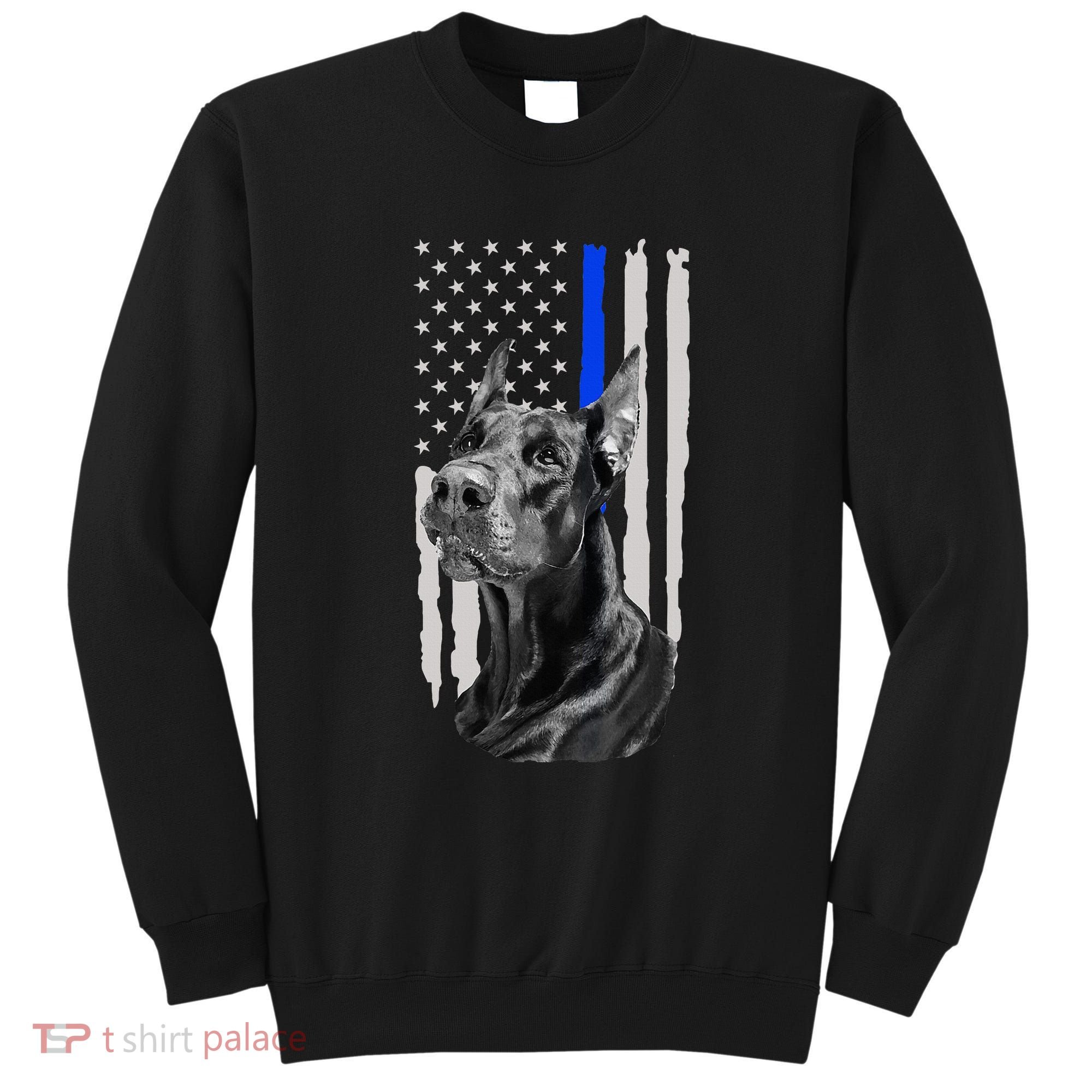 K9 Unit Doberman Police Dog Thin Blue Line Us Flag Supportor Sweatshirt