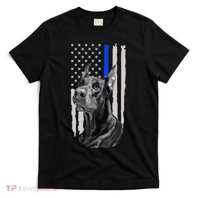 K9 Unit Doberman Police Dog Thin Blue Line Us Flag Supportor T-Shirt