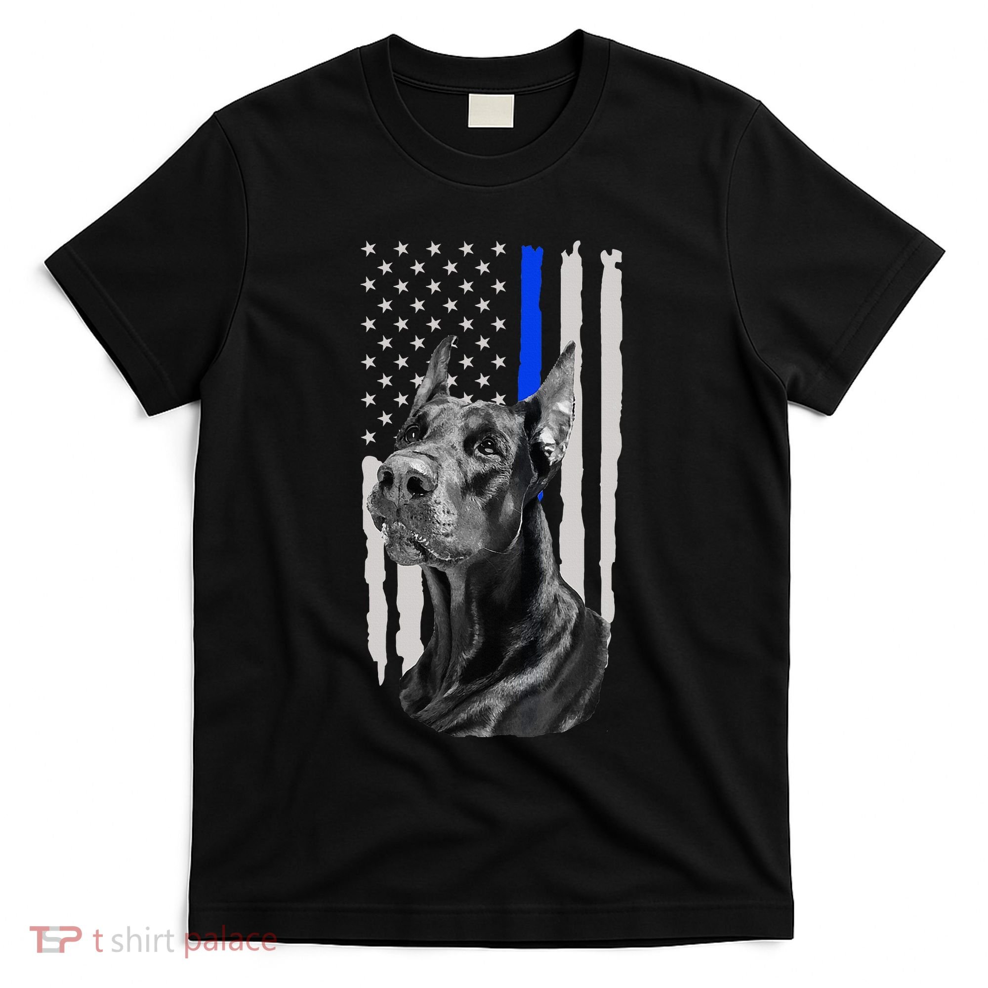K9 Unit Doberman Police Dog Thin Blue Line Us Flag Supportor T-Shirt