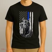 K9 Unit Doberman Police Dog Thin Blue Line Us Flag Supportor T-Shirt thumb 3