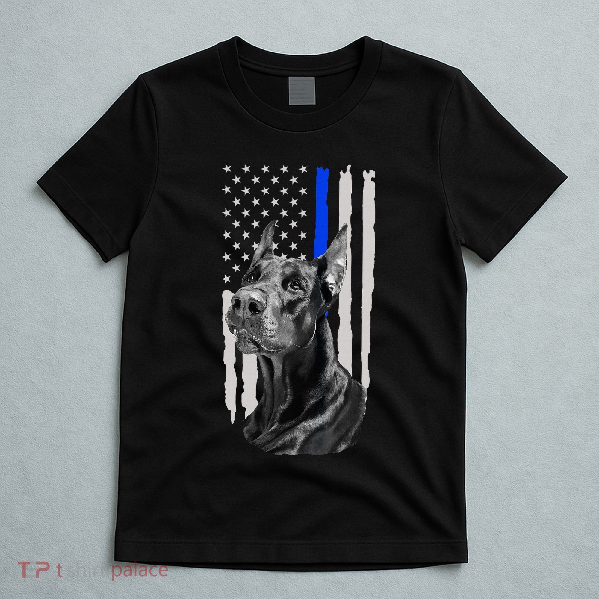 K9 Unit Doberman Police Dog Thin Blue Line Us Flag Supportor T-Shirt