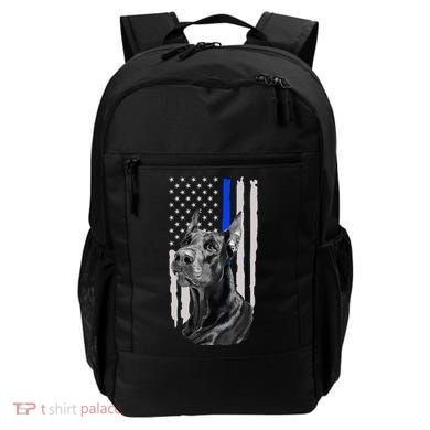 K9 Unit Doberman Police Dog Thin Blue Line Us Flag Supportor Backpack