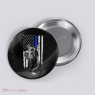 K9 Unit Doberman Police Dog Thin Blue Line Us Flag Supportor Button