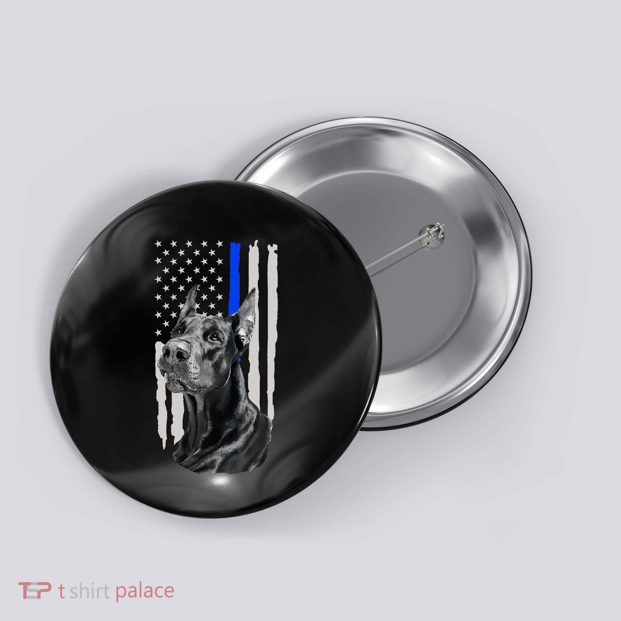 K9 Unit Doberman Police Dog Thin Blue Line Us Flag Supportor Button