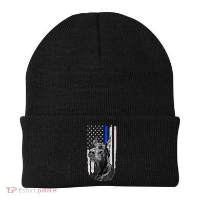 K9 Unit Doberman Police Dog Thin Blue Line Us Flag Supportor Beanie
