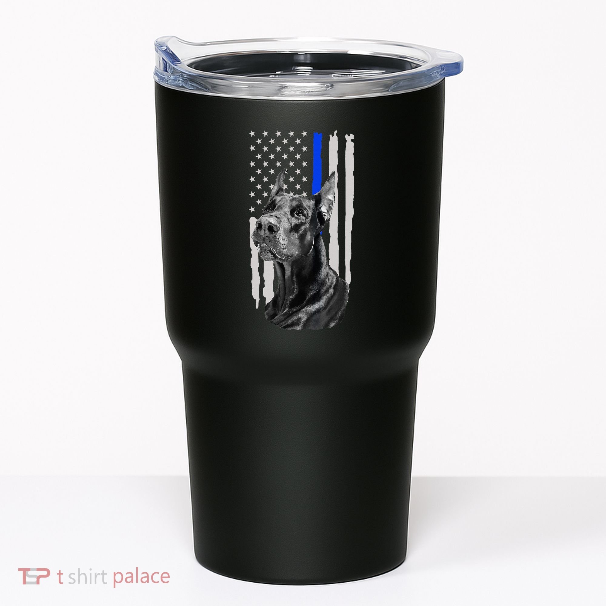 K9 Unit Doberman Police Dog Thin Blue Line Us Flag Supportor Tumbler