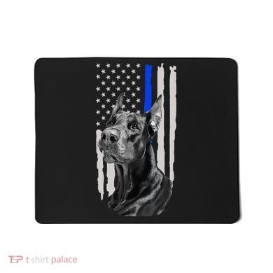 K9 Unit Doberman Police Dog Thin Blue Line Us Flag Supportor Mousepad