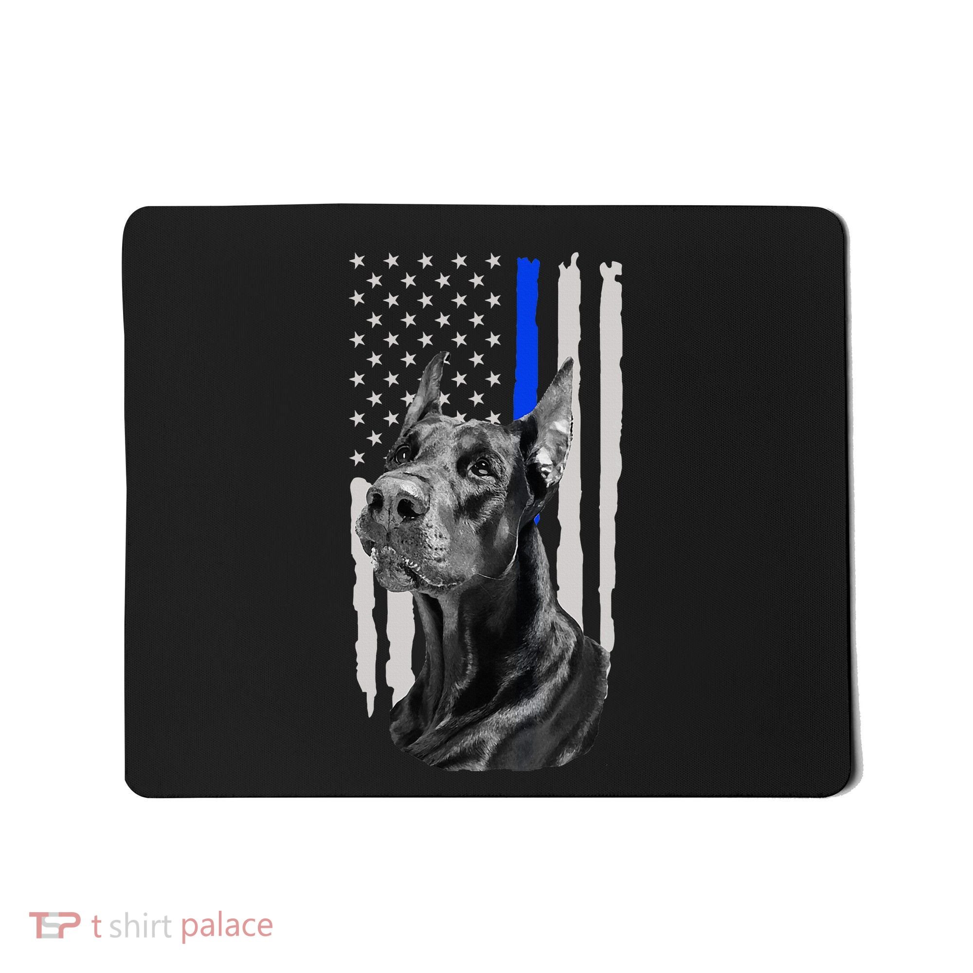 K9 Unit Doberman Police Dog Thin Blue Line Us Flag Supportor Mousepad