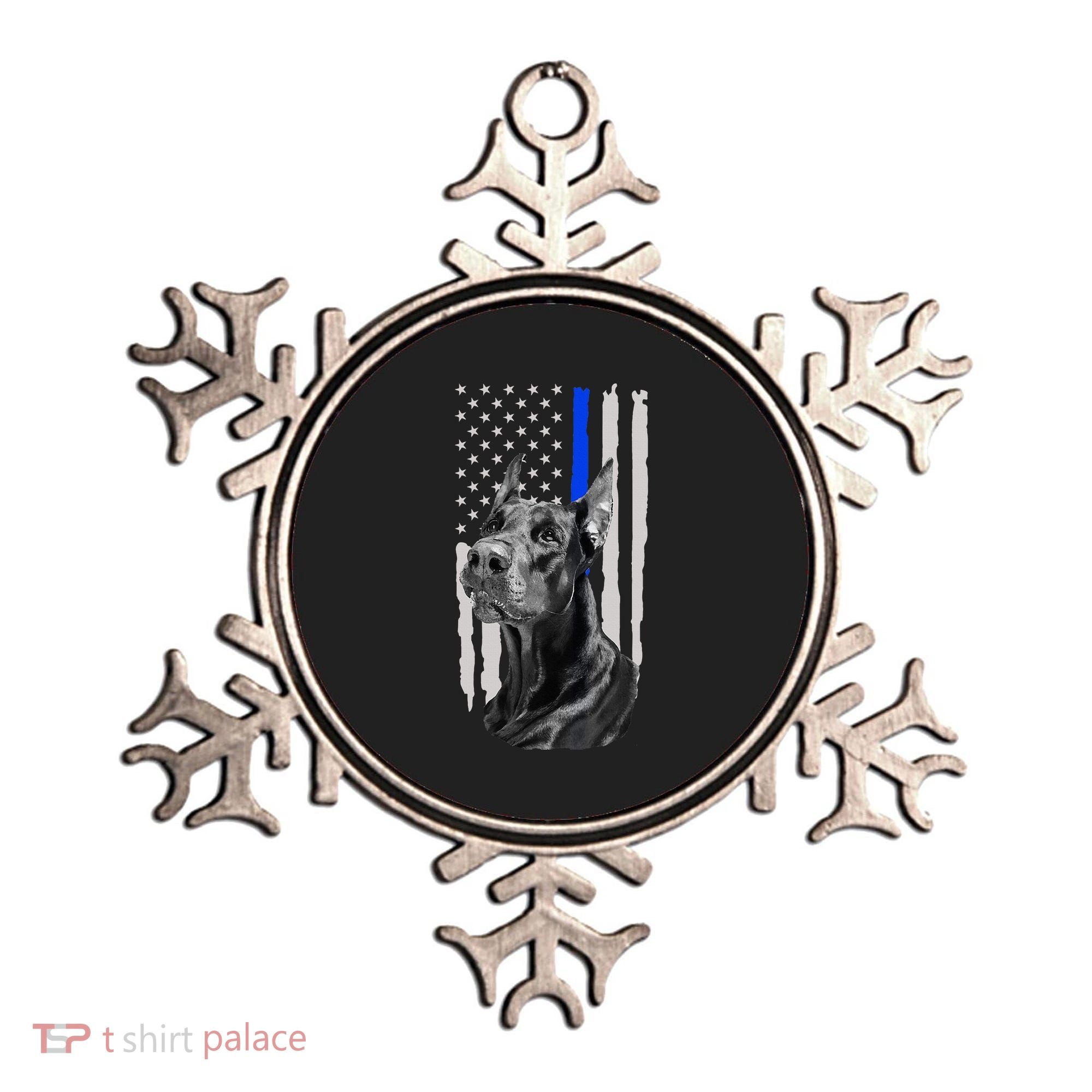 K9 Unit Doberman Police Dog Thin Blue Line Us Flag Supportor Ornament
