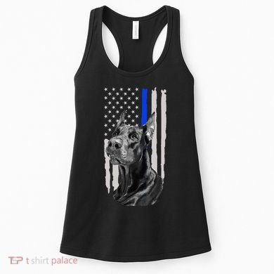 K9 Unit Doberman Police Dog Thin Blue Line Us Flag Supportor Women's Tank Top