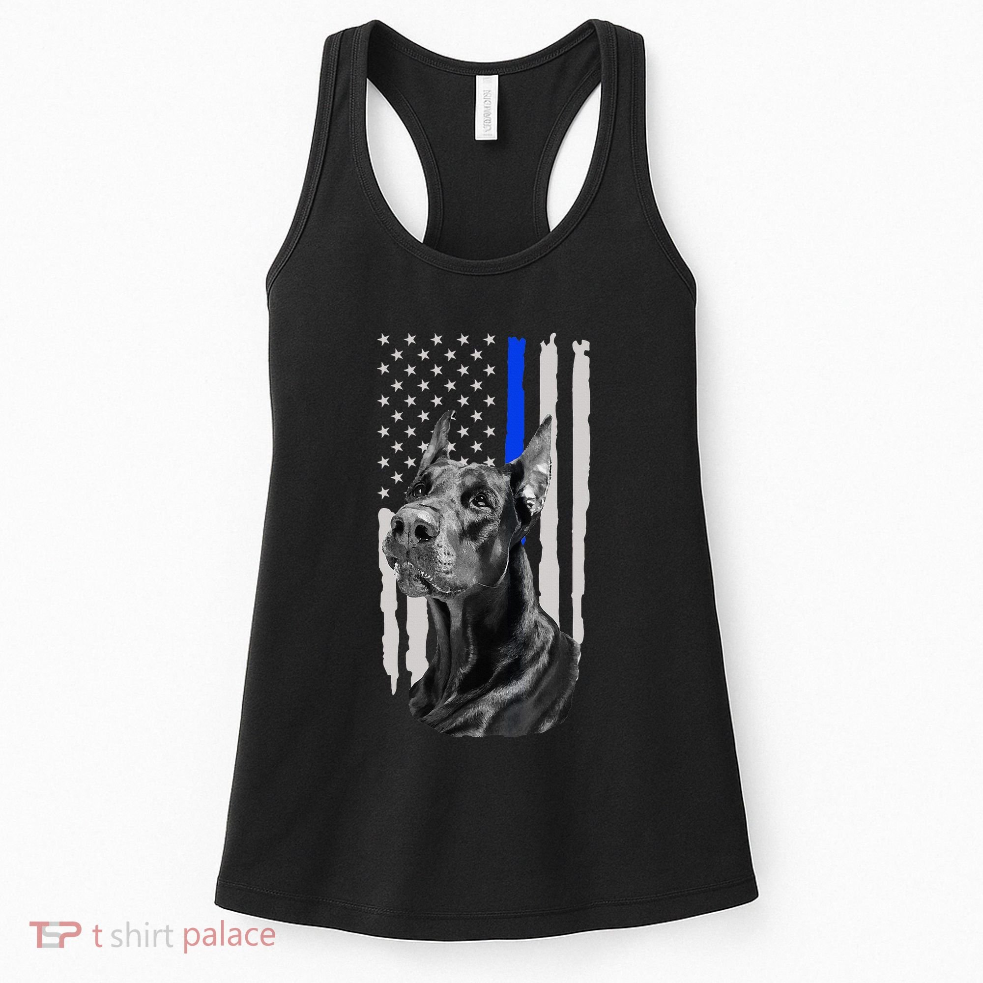 K9 Unit Doberman Police Dog Thin Blue Line Us Flag Supportor Women's Tank Top