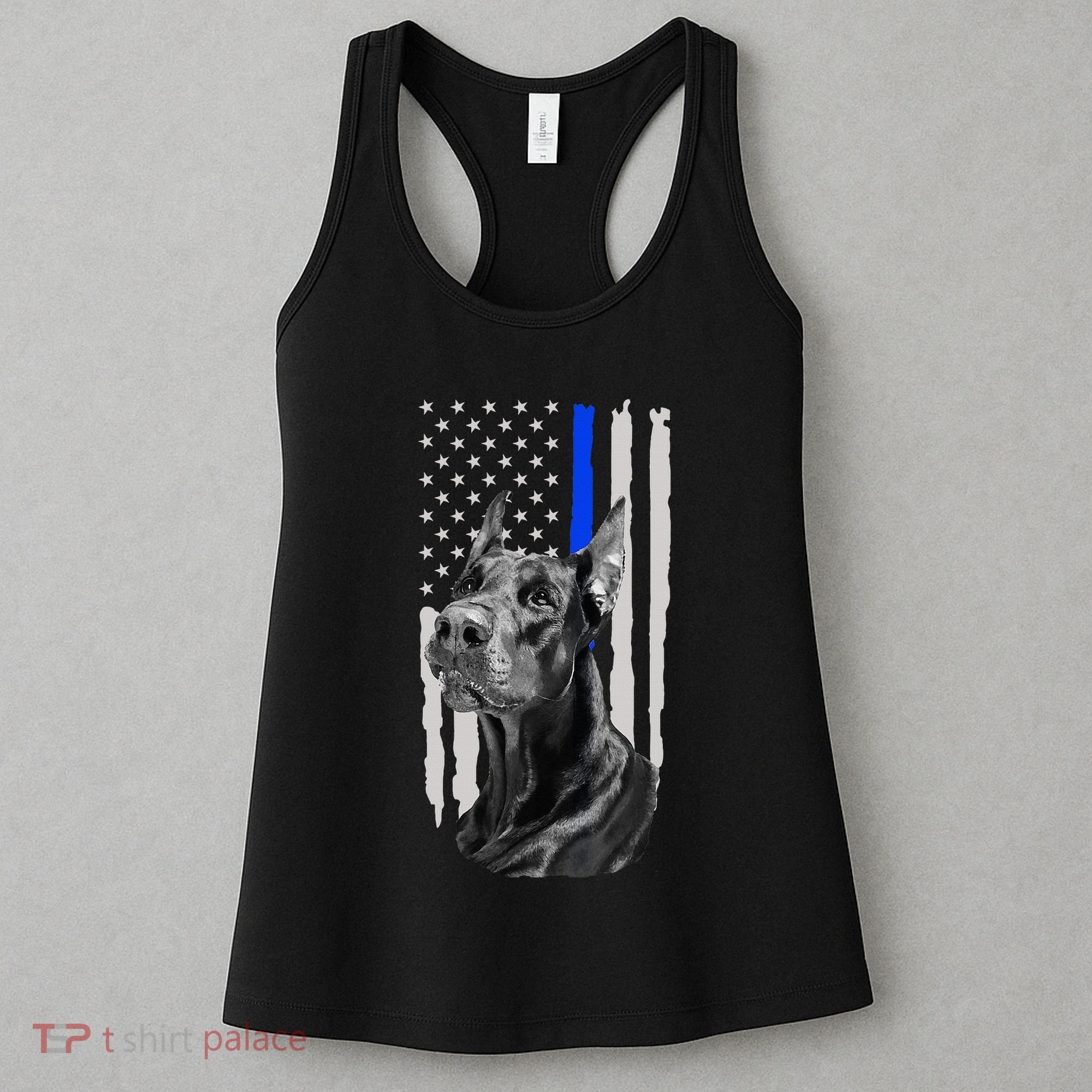 K9 Unit Doberman Police Dog Thin Blue Line Us Flag Supportor Women's Tank Top