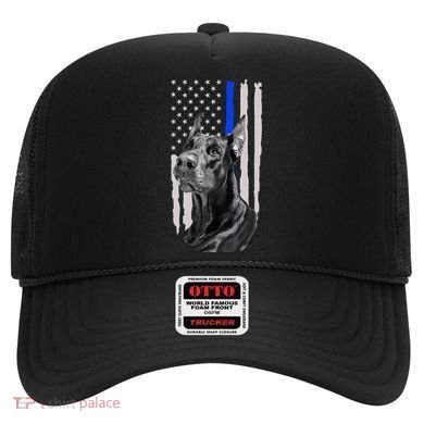 K9 Unit Doberman Police Dog Thin Blue Line Us Flag Supportor Hat