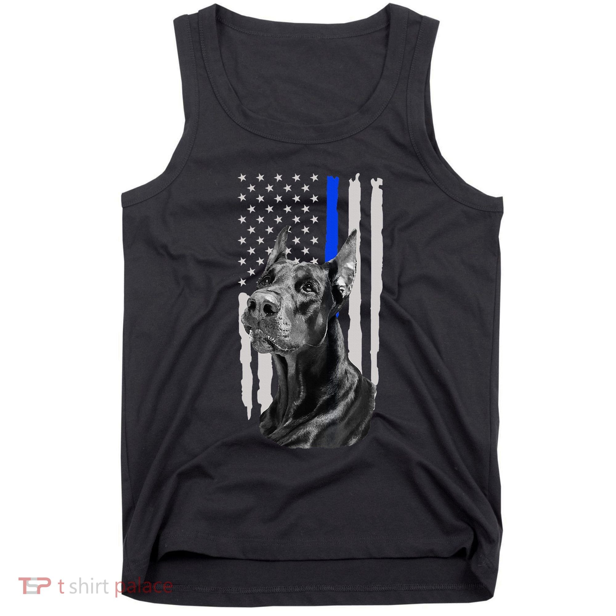 K9 Unit Doberman Police Dog Thin Blue Line Us Flag Supportor Tank Top
