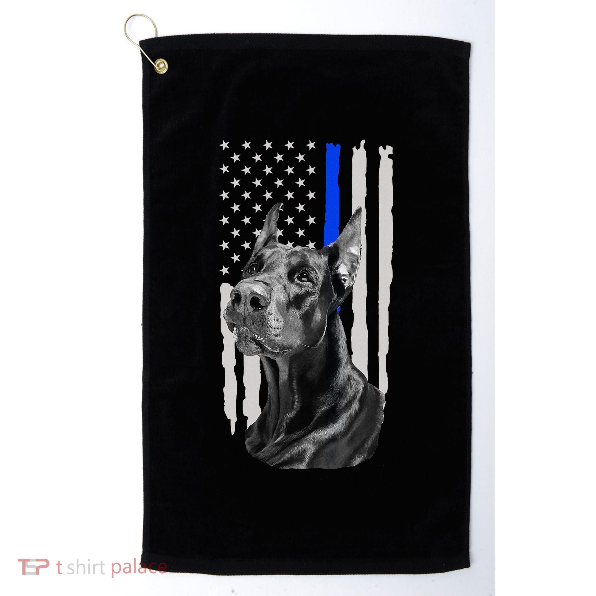 K9 Unit Doberman Police Dog Thin Blue Line Us Flag Supportor Golf Towel