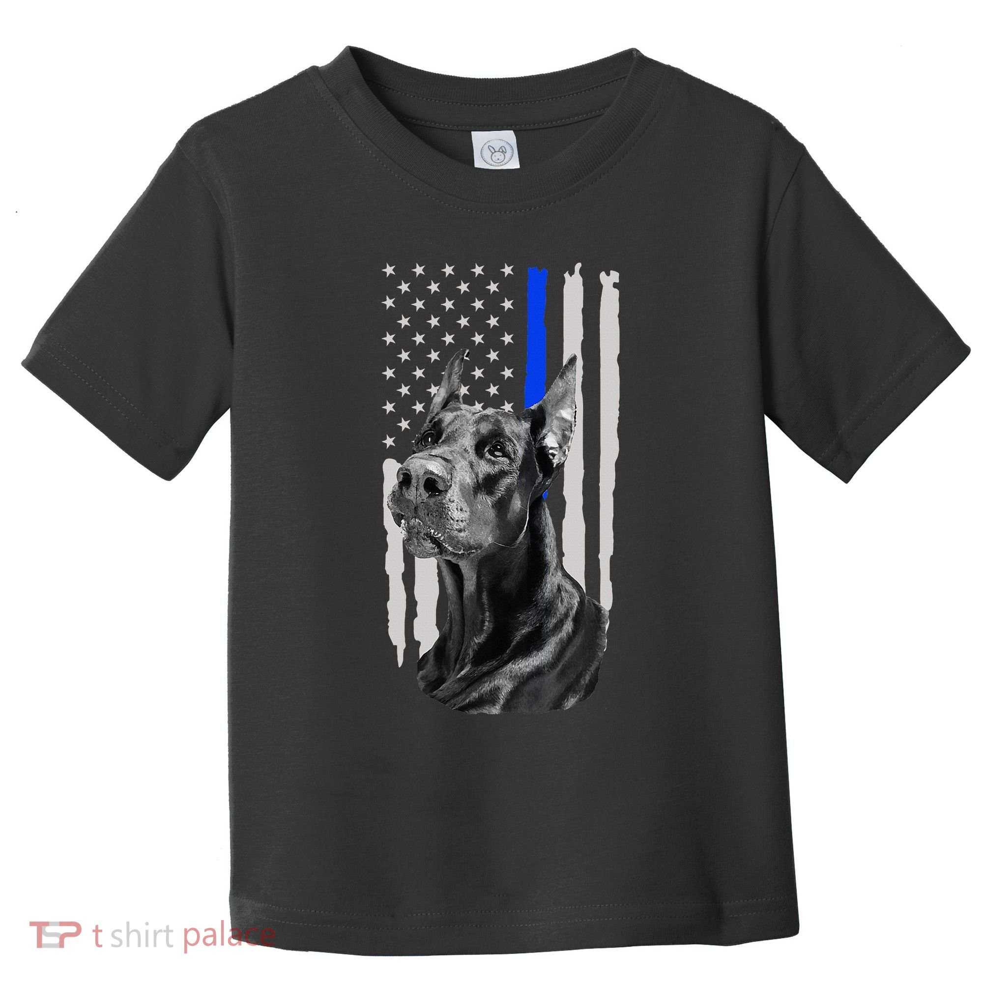 K9 Unit Doberman Police Dog Thin Blue Line Us Flag Supportor Toddler T-Shirt