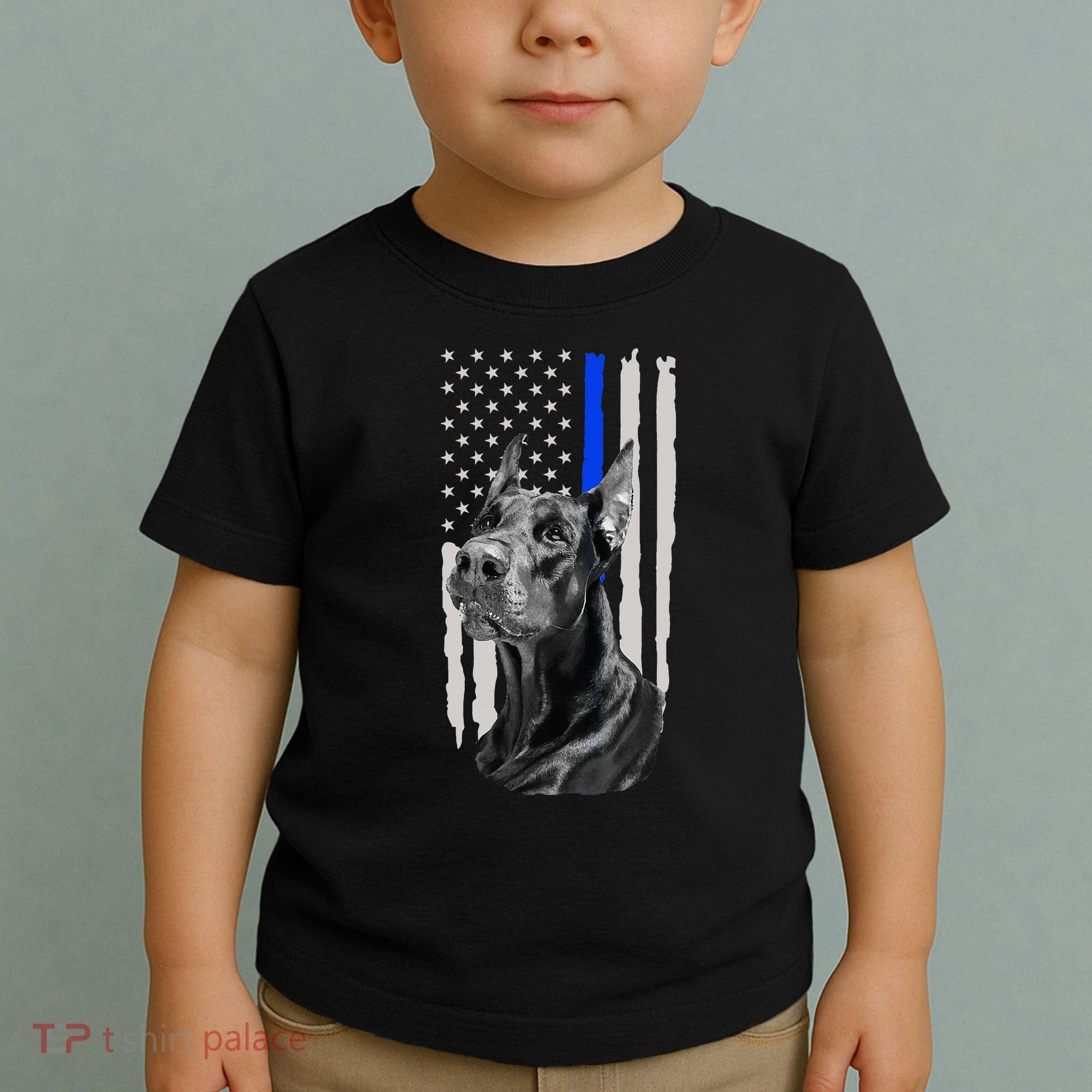 K9 Unit Doberman Police Dog Thin Blue Line Us Flag Supportor Toddler T-Shirt